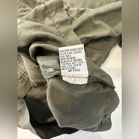 Kenneth Cole Army Green Zip Up Cinched Waist Overlap Front Linen Cotton Sz SM - Picture 10 of 10